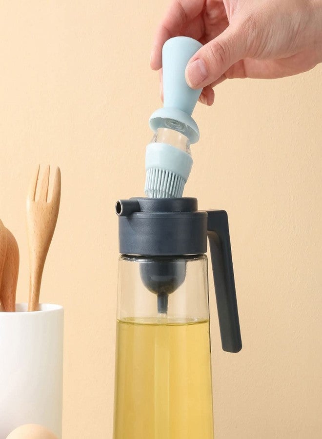 TASKHOUSE Oil Dispenser with Brush 2 in 1 Olive Oil & Vinegar Bottle Drizzler, Refillable Glass - 550ML (Blue, Pack of 1) - Image 3